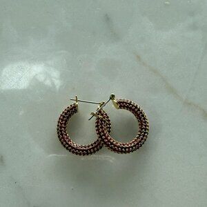 Luv Aj Pave Baby Amalfi Hoops- Ruby Red- Gold
